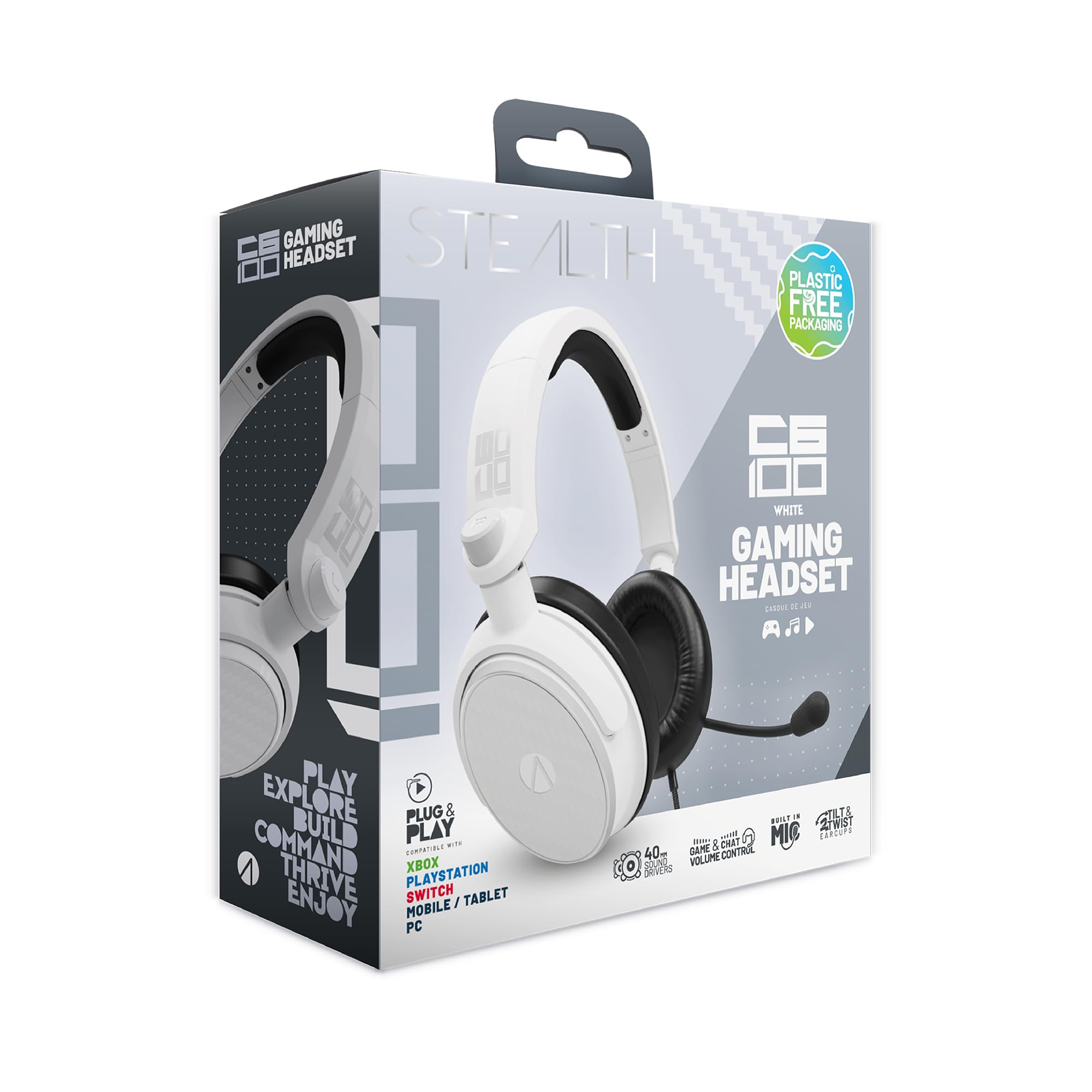 STEALTH C6-100 Gaming Headset White, Multi-Platform Compatible with XBox One, Series S/X, PS4/5, Switch, PC, Mobile and Tablet with Powerful 40mm Speakers, 3.5mm Jack-image-0