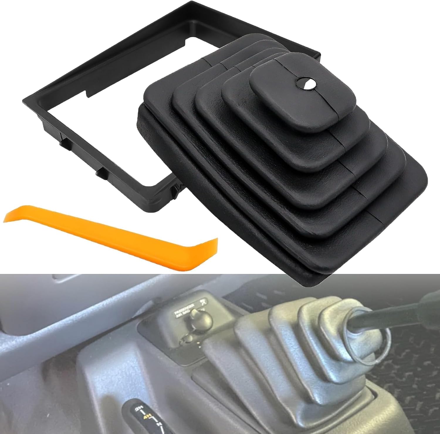 Shifter Boot and Retainer Bezel Kit 53000056 52078558 Fit for Jeep TJ Wrangler 1997 1998 1999 2000 2001 2002 2003 2004 Transmission Shift Bezel Shifter Boot Kit