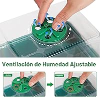 Vista 7 de Bonviee Paquete de 5 bandejas de inicio de semillas con luz para plantas, kits de bandejas de inicio de plántulas elevadas con cúpulas de humedad