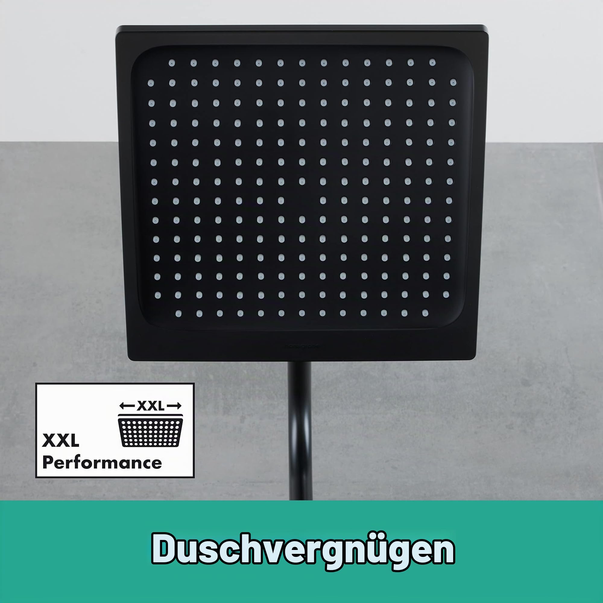 hansgrohe Crometta E - Kopfbrause, eckige Duschbrause (240 x 240 mm), Regendusche mit 1 Strahlart für Wand- oder Deckenmontage, Brausekopf mit Antikalk-Funktion, Mattschwarz, 26726670