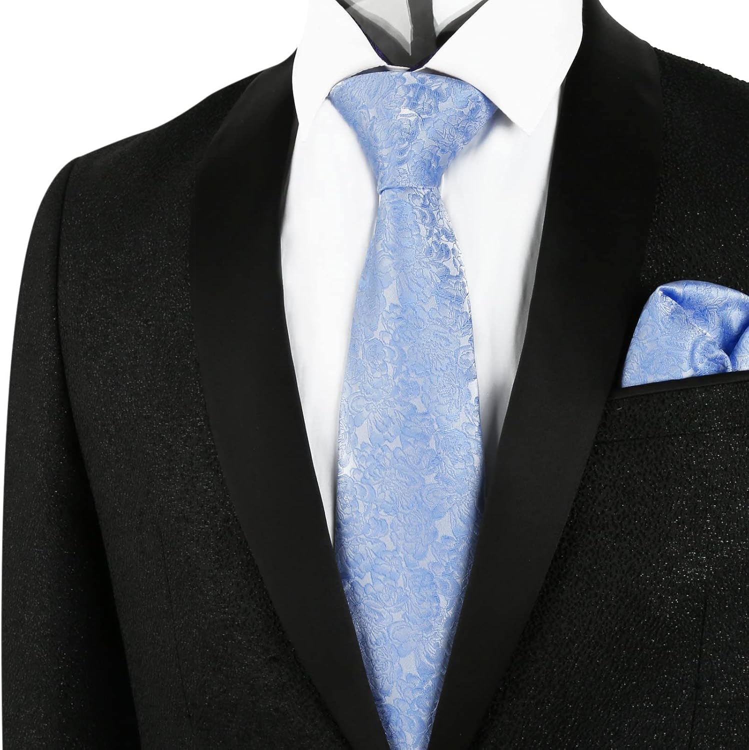 Alizeal Mens 3.15inches Rose Pattern Necktie with Floral Handkerchief Set - Image 7