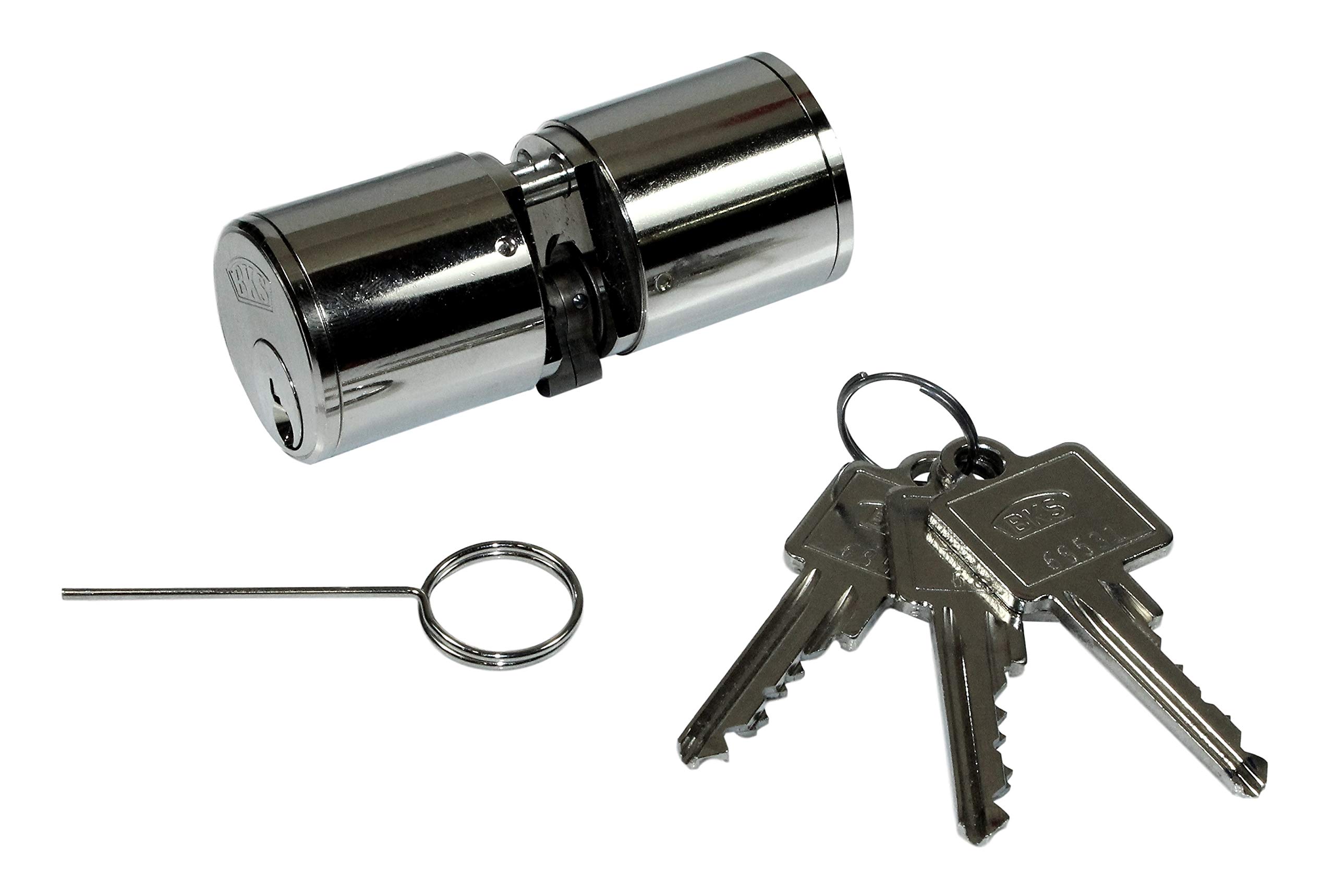 BKS Rundschloss/Rundzylinder mit Schließbart, Baulänge: 25/25 (Gesamtlänge 64mm), neue Bauform, auch Gleichschließend mit anderen Profilzylindern (Hinweistext von SN-Gebäudetechnik GbR beachten !)