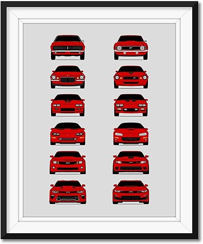 Chevy Camaro Generations Inspired Car Poster - Handmade Print of Camaro from 1967 to Present - Red, 8x10" Satin Print (Unframed) - Perfect Gift for Chevy Camaro Generations Inspired Car Poster - Handmade Print of Camaro from 1967 to Present - Red, 8x10" Satin Print (Unframed) - Perfect Gift for