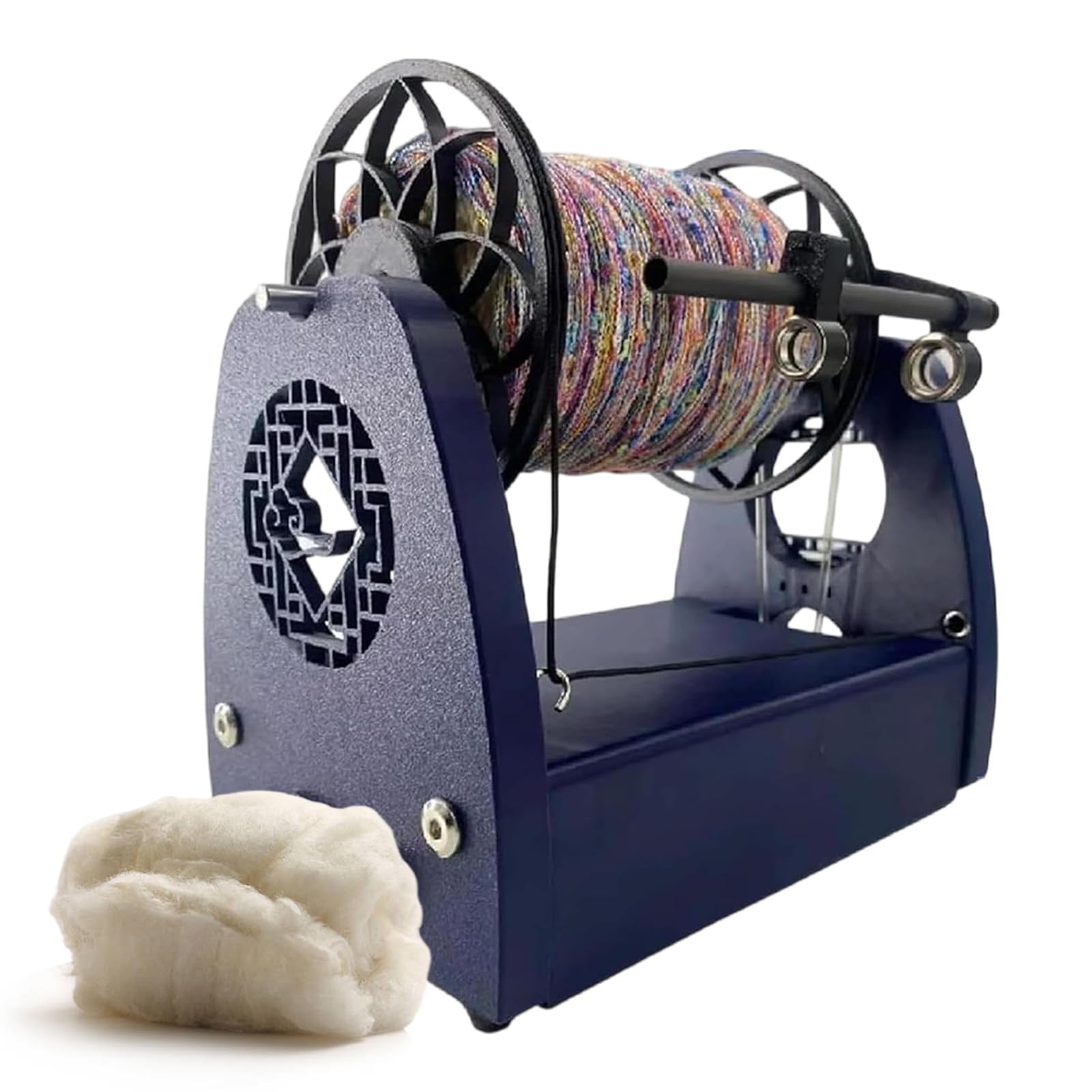 SENJINGHUA Electric Spinning Wheel for Yarn Making - Adjustable Speed, 8oz Capacity Drum Carder, for DIY Artisans & Wool Fibre Twisting WithoutPedals