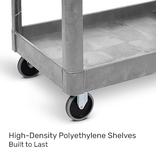 Miniatura 2 de Tubstr Carrito utilitario extra grande de dos estantes con ruedas  500 libras de capacidad rodante y carrito de herramientas para almacenes,