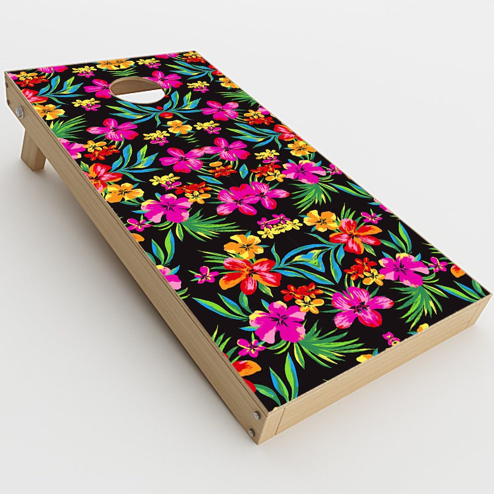 Skin Decal Vinyl Wrap for Cornhole Game Board Bag Toss (2xpcs.) Skins Stickers Cover/Tropical Flowers, Hawaii