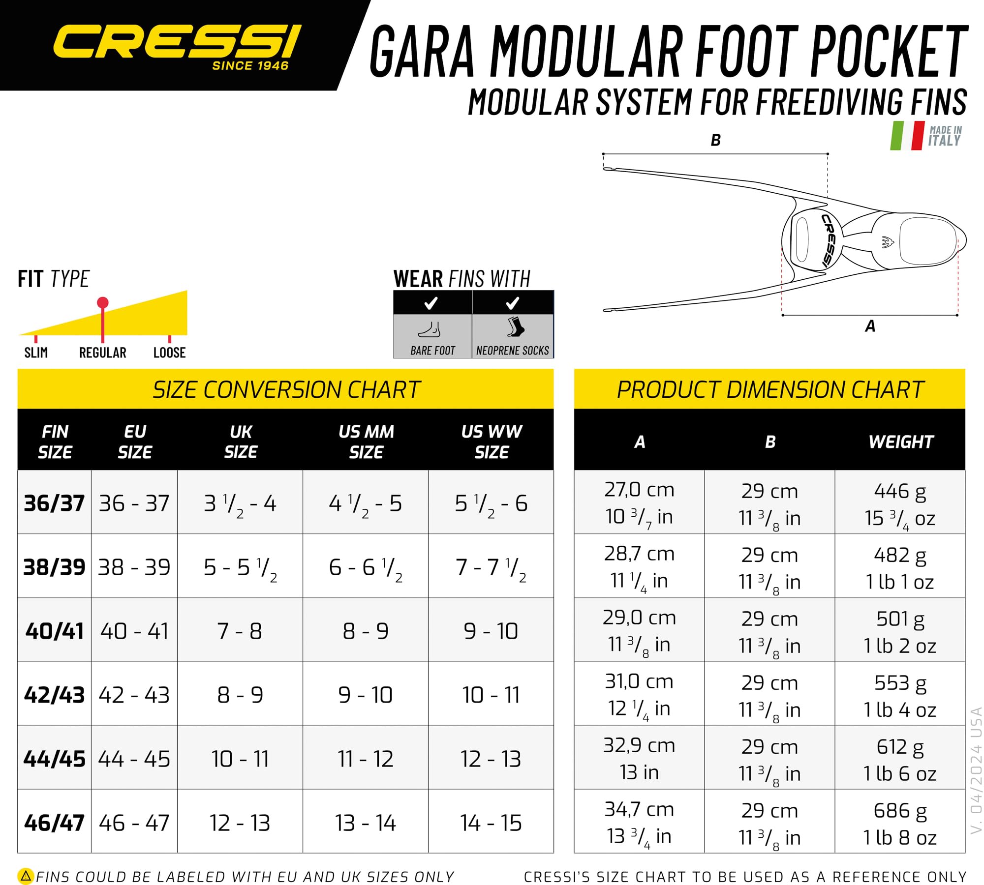Cressi Gara Modular - Aletas de Buceo