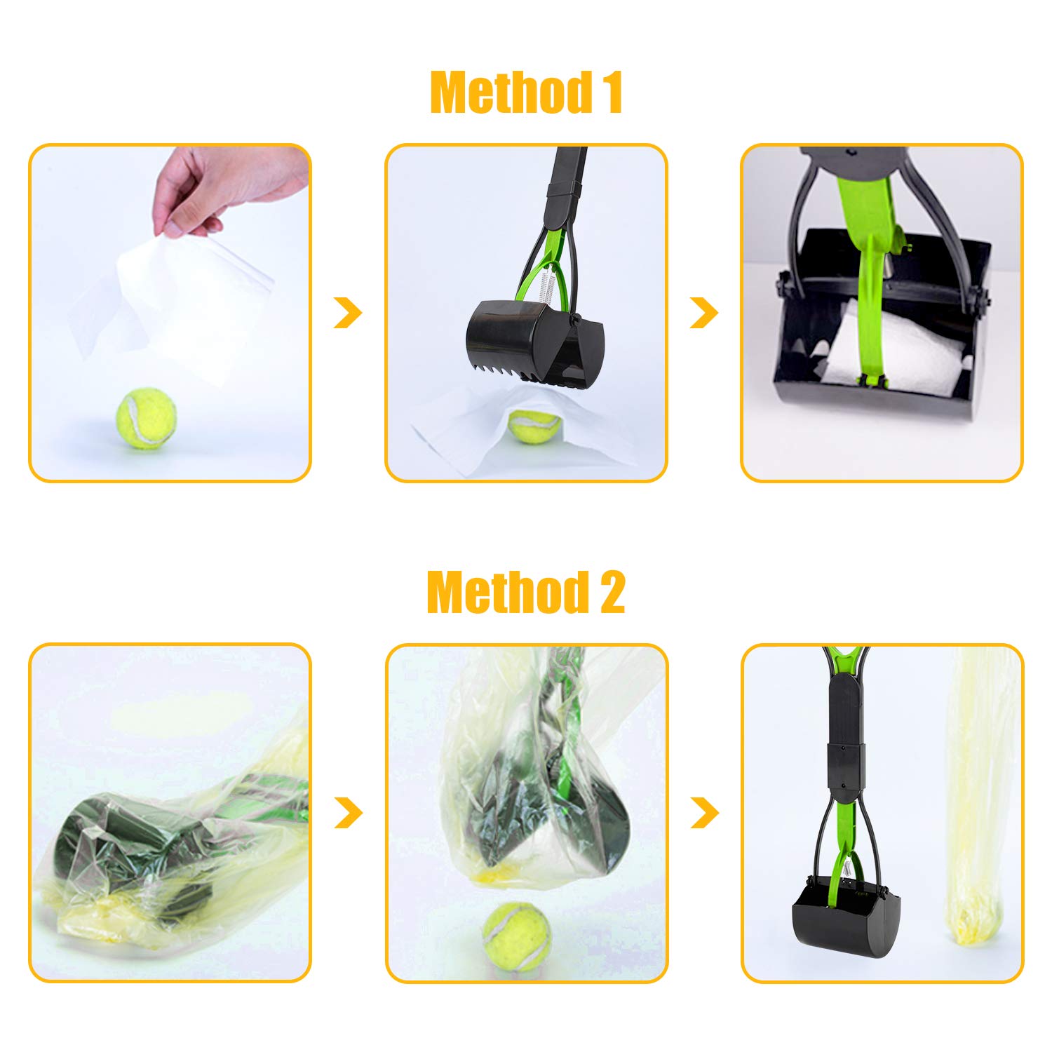Manico Animale Domestico Pooper Scooper e Tasche 24 Pollici per Cani, Easy Clean UP verrichten per Tutti Gli Animali Domestic, Portatile Scoop di Poop Dog con Dispenser, Cortile Pooper Scooper