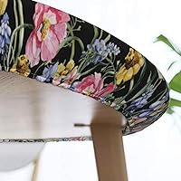 Vista 5 de Mantel redondo de flores de mariposa, ajustable, elástico, lavable, para cocina, comedor, picnic, fiesta, ajuste de mesa 40-44
