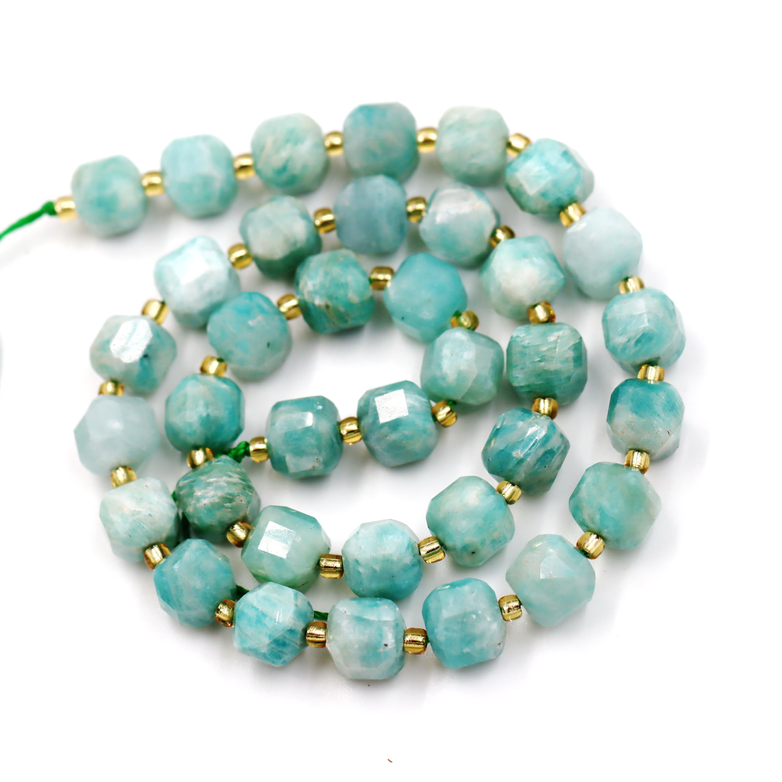 Koraliki z kamienia naturalnego do produkcji biżuterii, sprzedawane na torbę 5-pasma wewnątrz, fasetowana kostka Russia Amazonite 6mm