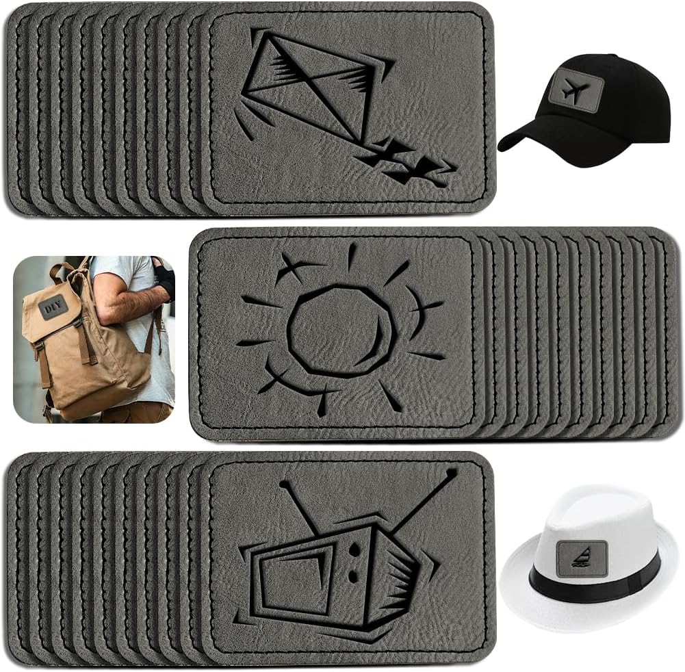 Blank Leather Patch Big Rectangular (Grey), Custom