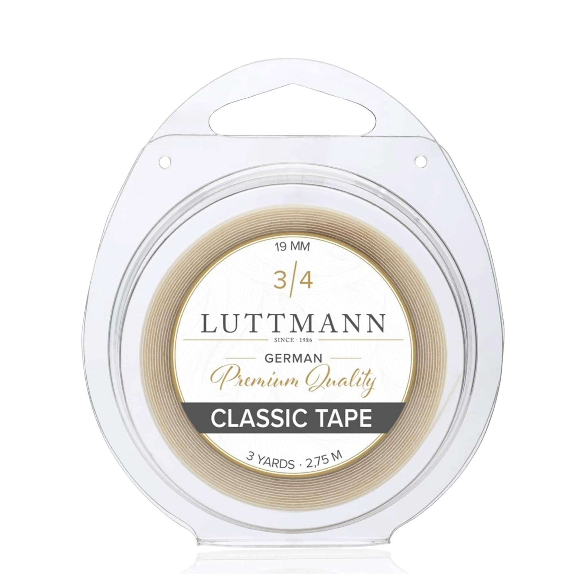 Classic Tape 19 mm x 2,75 m - Rouleau adhésif Tape transparent pour toupets, perruques, systèmes capillaires & postiches - spécialement conçu pour les systèmes de films et les supports PU