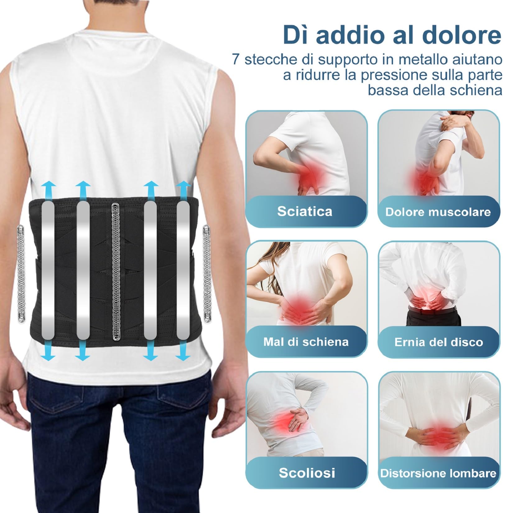 HONGJING Tutore per la schiena con luce rossa riscaldante per alleviare il dolore lombare, supporto lombare cintura massaggiatore ricaricabile per sciatica, scoliosi, ernia del disco, M
