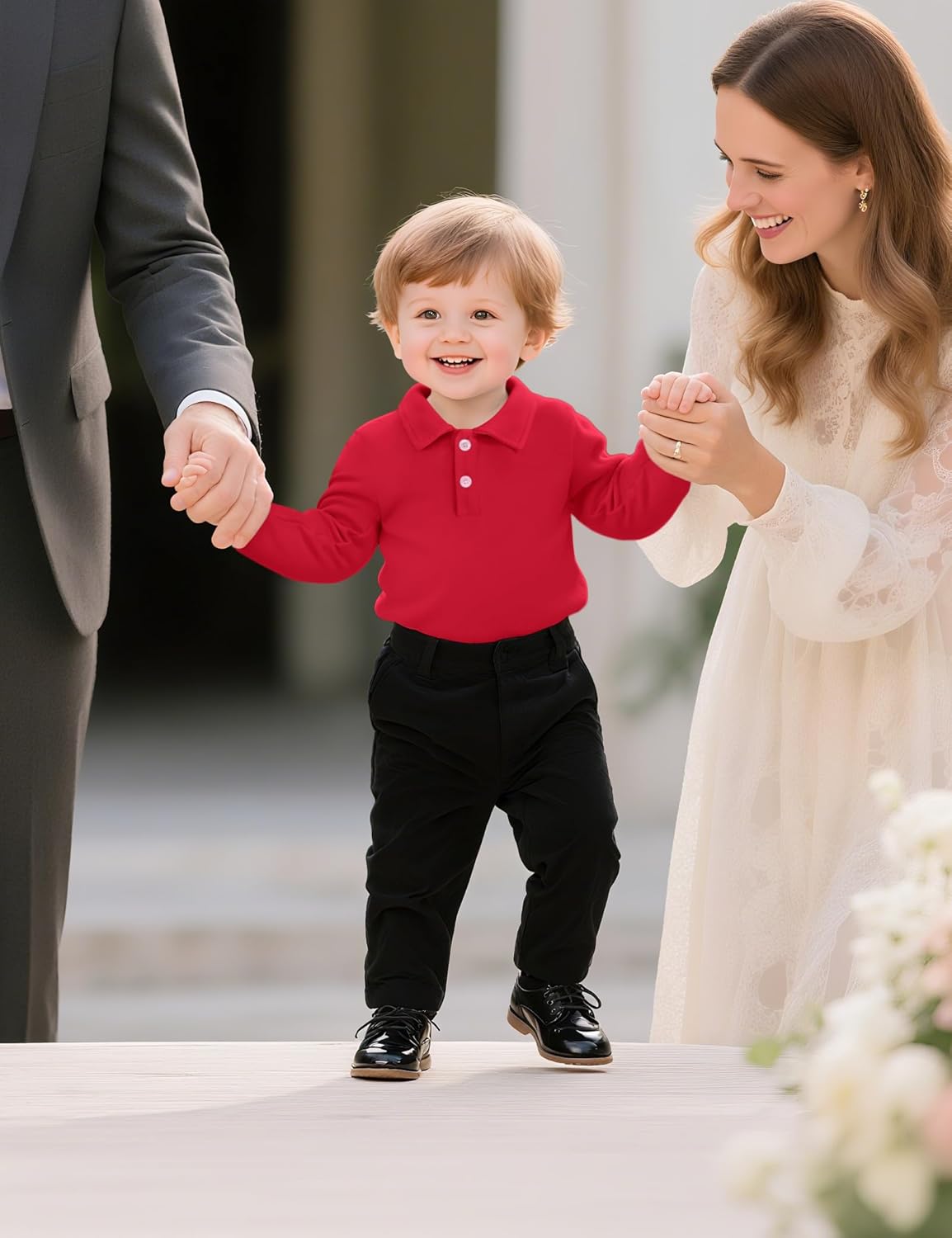 Toddler Boys Long Sleeve Polo Shirts School Uniform Dress Shirt Size18M-5T - Image 3