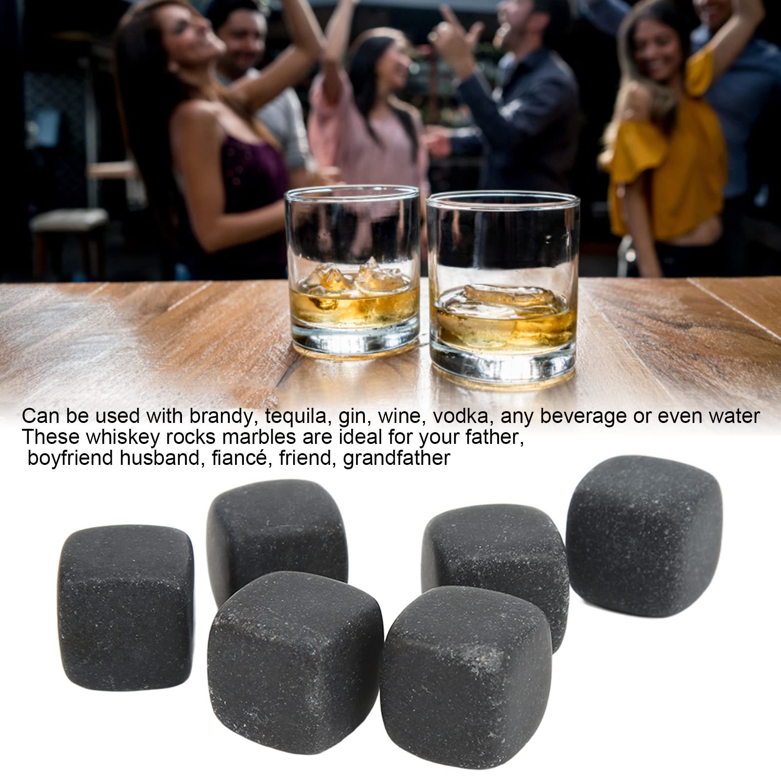 Whiskey Stones Chilling Rocks Beverage Cooler Set, Basalt Beverage Chilling Stones with Storage Bag, Reusable Ice Cubes for Drinks, Whiskey Chilling Stones Ice Stones for Drinks(#2)