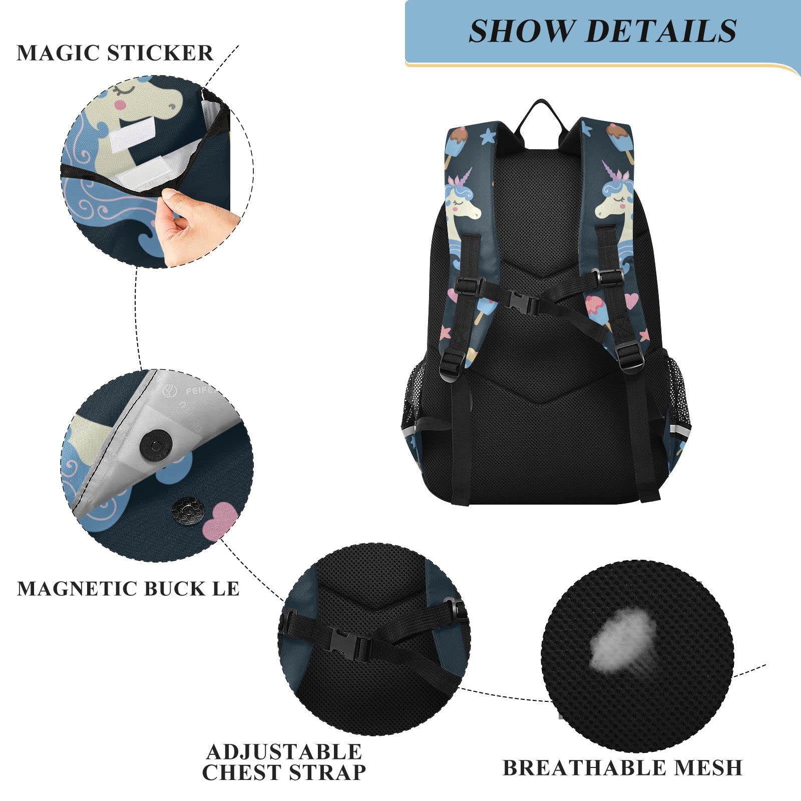 Vnurnrn Süße Geschenke Für Engel Einhorn Stern Schulter Rucksack Kinderrucksack Für Schule Mädchen Jungs Büchertasche Schülerrucksack mit Laptop Rucksäcke