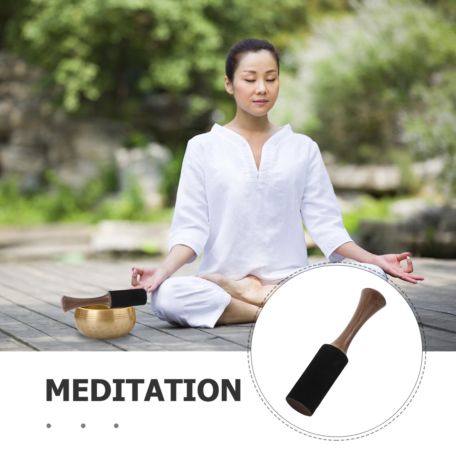 Maillet en Bois pour Bol Chantant Népalais, Bâton de Frappe pour Contemplation avec Manche en Bois, Accessoire pour Yoga et Relaxation Sonore