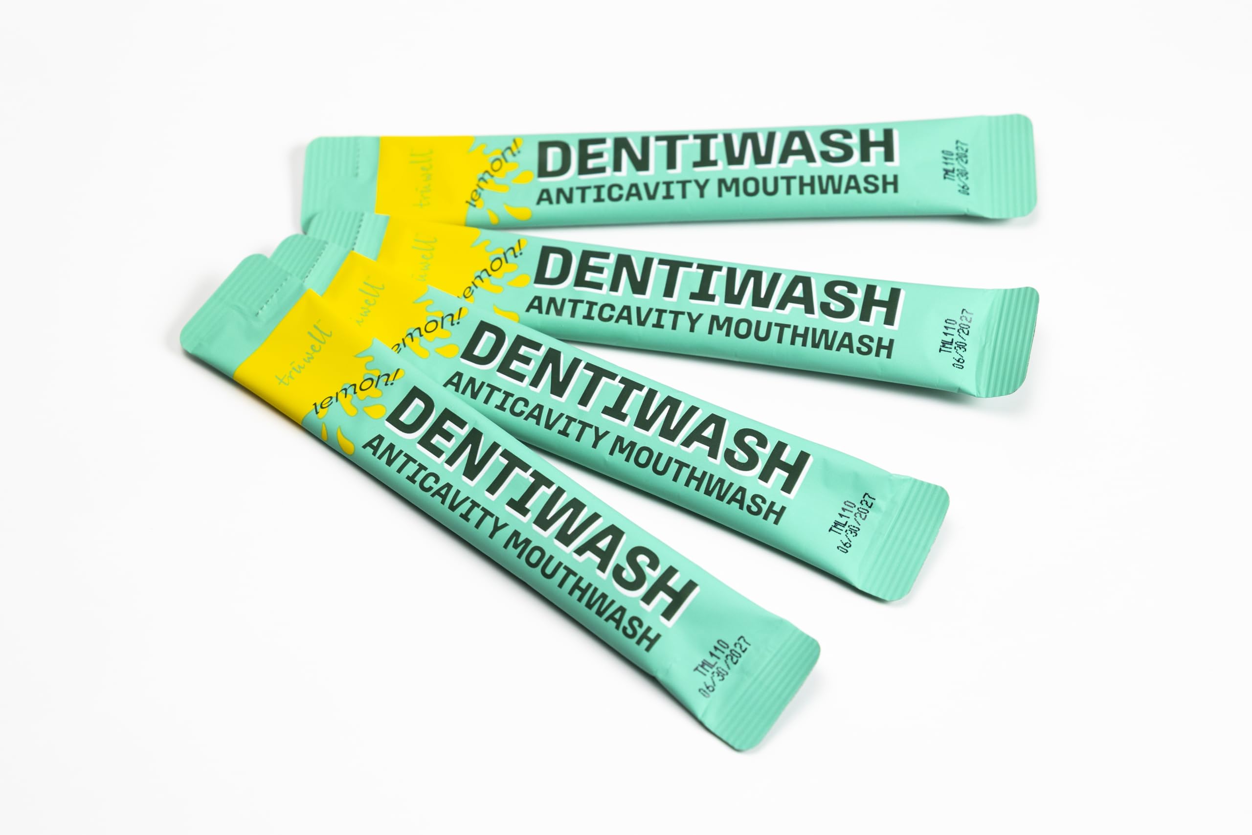 Mouthwash  - Paquetes portátiles de tamaño de viaje, sin alcohol, tensioactivo, conservantes y colorantes artificiales, evita caries, elimina el mal aliento, limón 30 paquetes individuales de 3