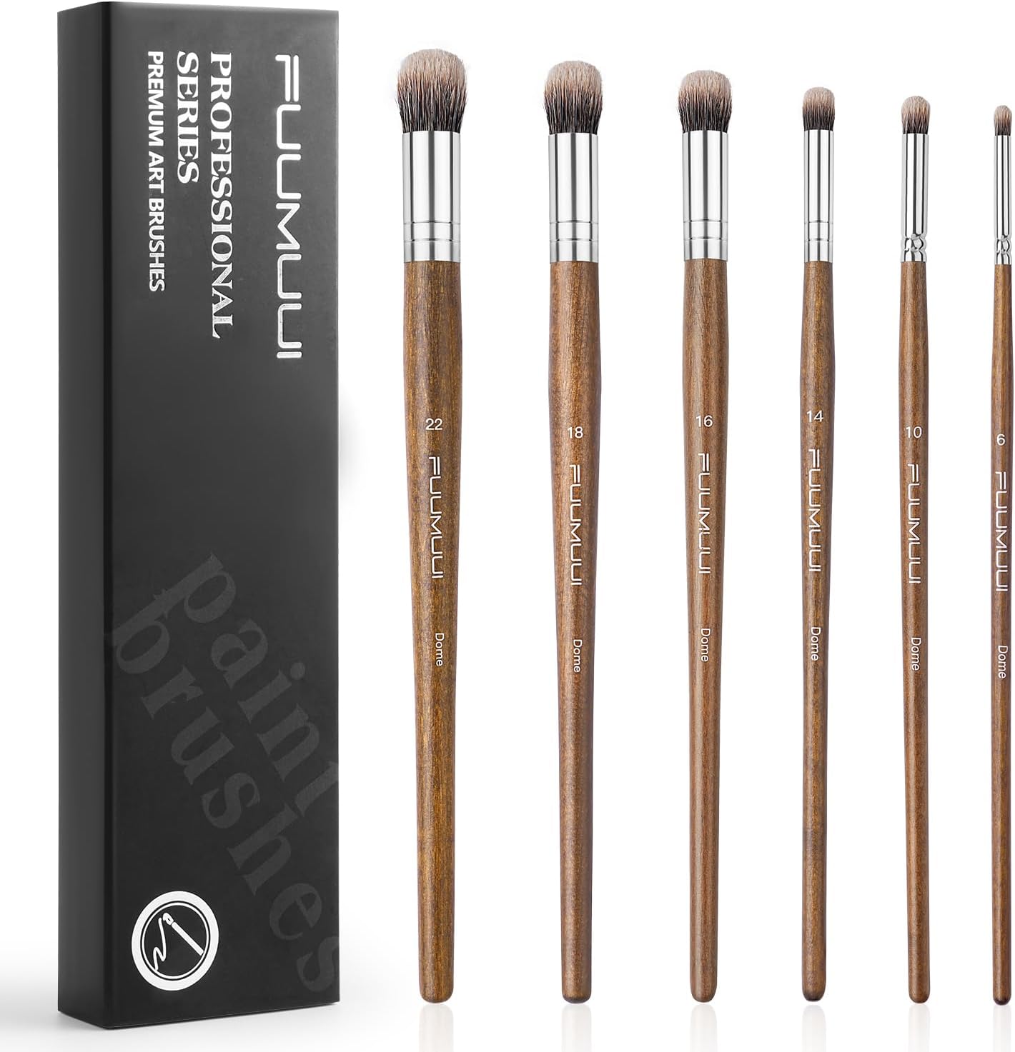 Fuumuui Professional Paint Brush Set, 6Pcs Natural Badger Hair with Dome Shape Blending Mop Oil Paint Brushes for Acrylic Painting Oil and Gouache