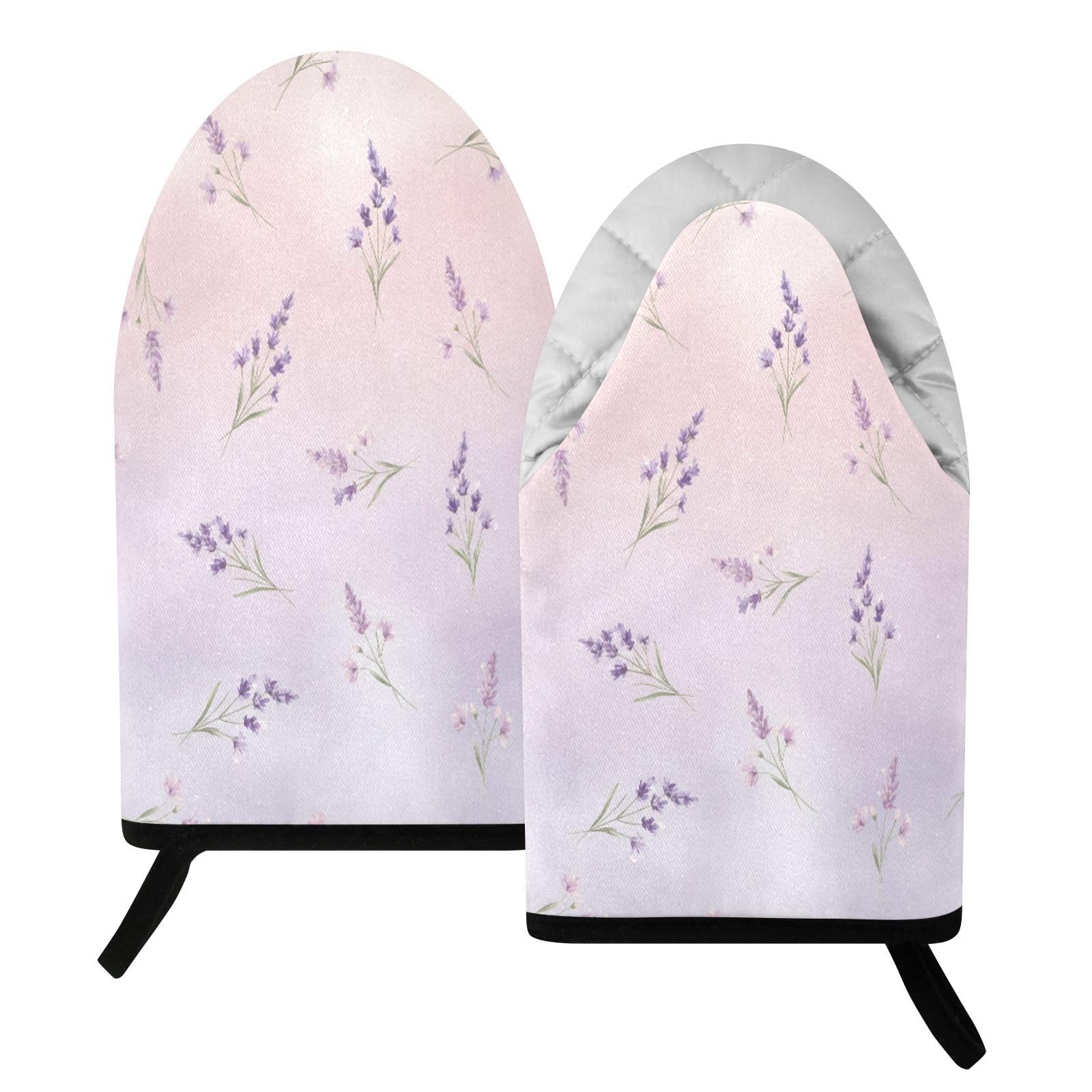 BURSTDDY Lavender Oven Mitt,Heat Resistant Kitchen Mitts for Cooking
