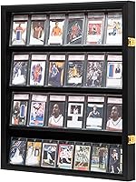 Vista 1 de 24 Vitrina para tarjetas de béisbol - Vitrina con cerradura para tarjetas de deportes con clasificación, montaje en pared con protección UV, puerta