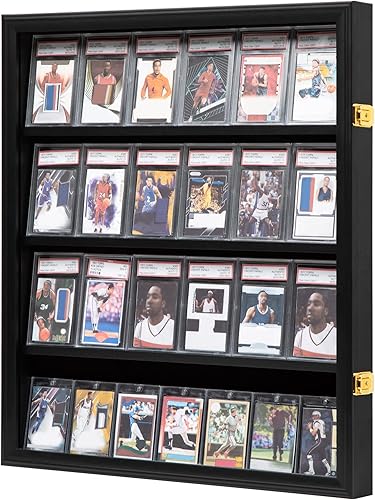 Miniatura 17 de Vitrina de tarjetas deportivas graduadas con cerradura, soporte de pared para coleccionista de tarjetas coleccionables para béisbol, baloncesto
