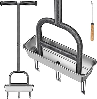 Image of a manual core aerator tool for relieving soil compaction.