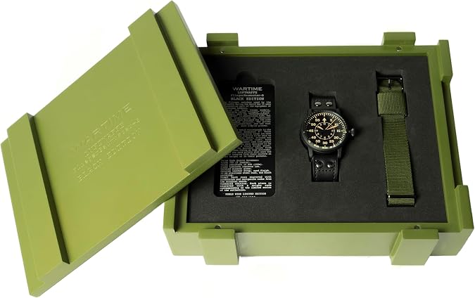 WARTIME | WW2 Military Watch - Vintage Luftwaffe Watch, Swiss-Quartz Movement with Genuine Leather Strap and 10 ATM Water Resistant. The Perfect WW2 Memorabilia. Mens Watches for Ever