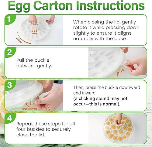 Miniatura 8 de HAKSEN Soporte redondo para huevos con tapa, bandeja para huevos de diablo, bandeja para huevos de 12 pulgadas, 22 ranuras para fiesta de Pascua,