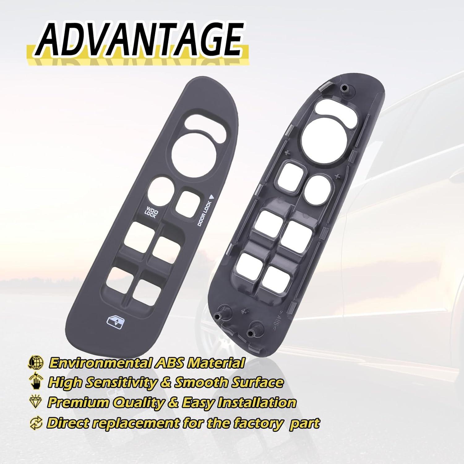 Vurkcy Master Window Switch Control & Grey Bezel, Compatible with 2001-2003 Dodge Durango, 2002-2009 Dodge Ram 1500 2500 3500, 2001-2004 Dakota, Replace OEM 68171680AA, 56049805AB