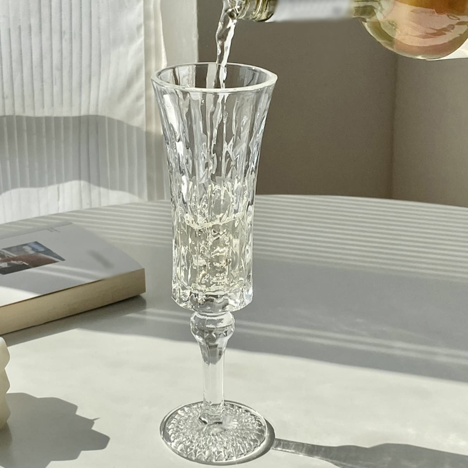 Weingläser 6-Teilige Geprägte Champagnergläser Home Vintage Hoch, Das Sektglas Glas Champagnerflöte Ist/Transparent/115Ml
