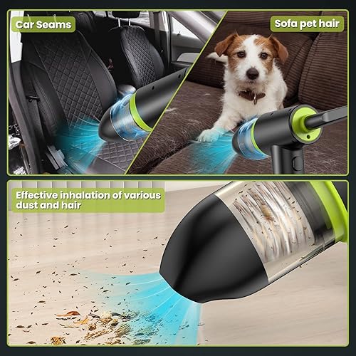 Miniatura 3 de KINDPMA - Plumero de aire comprimido eléctrico y aspiradora 2 en 1, 3 velocidades a 91000RPM7800mAh, plumero inalámbrico reemplaza latas de