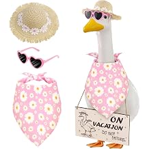 Erythem Summer Spring Porch Goose Outfits, Daisy Flower Goose Clothes for 17/23" Cement Plastic Geese Statue, Goose Costume Accessories for Garden Yard Holiday Decor