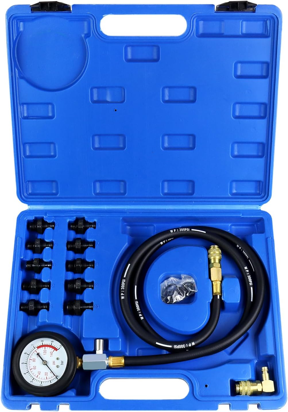 YSTOOL Oil Pressure Tester Kit Professional Oil Pressure Gauge Tool for Engine Diagnostic Test with Hose Adapters and Carry Case for Cars ATVs Trucks Use 0-140psi