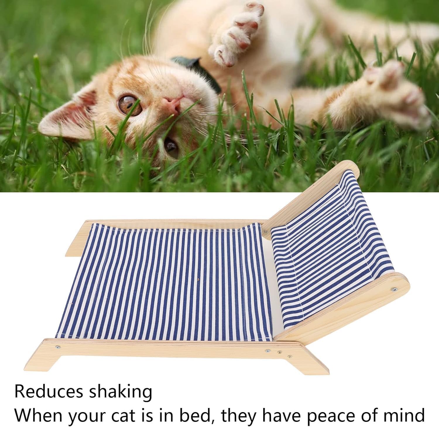 Cat Hammock Prevents Swaying Increased Ventilated Cat Bed with a Scratching Post for All Weather Conditions (Beach Lounge Chair)