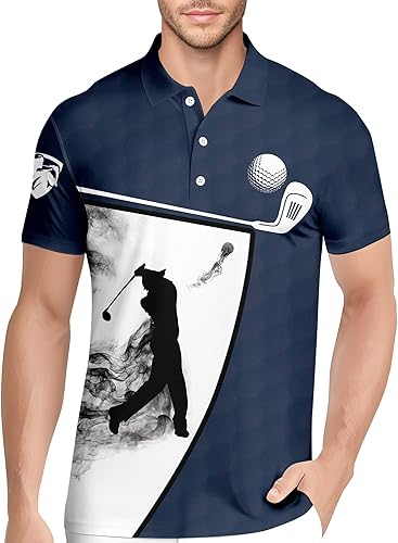 HIVICHI Divertidas camisas de golf para hombre, diseño de estampado loco, colorido, salvaje, novedoso, que absorbe la humedad, polo para hombre