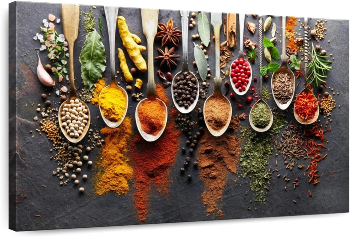 ElephantStock Choice Of Spices Canvas - 1 Panel Kitchen Wall Decor - Canvas Print Kitchen Pictures - Decor for Wall - 24" X 16"