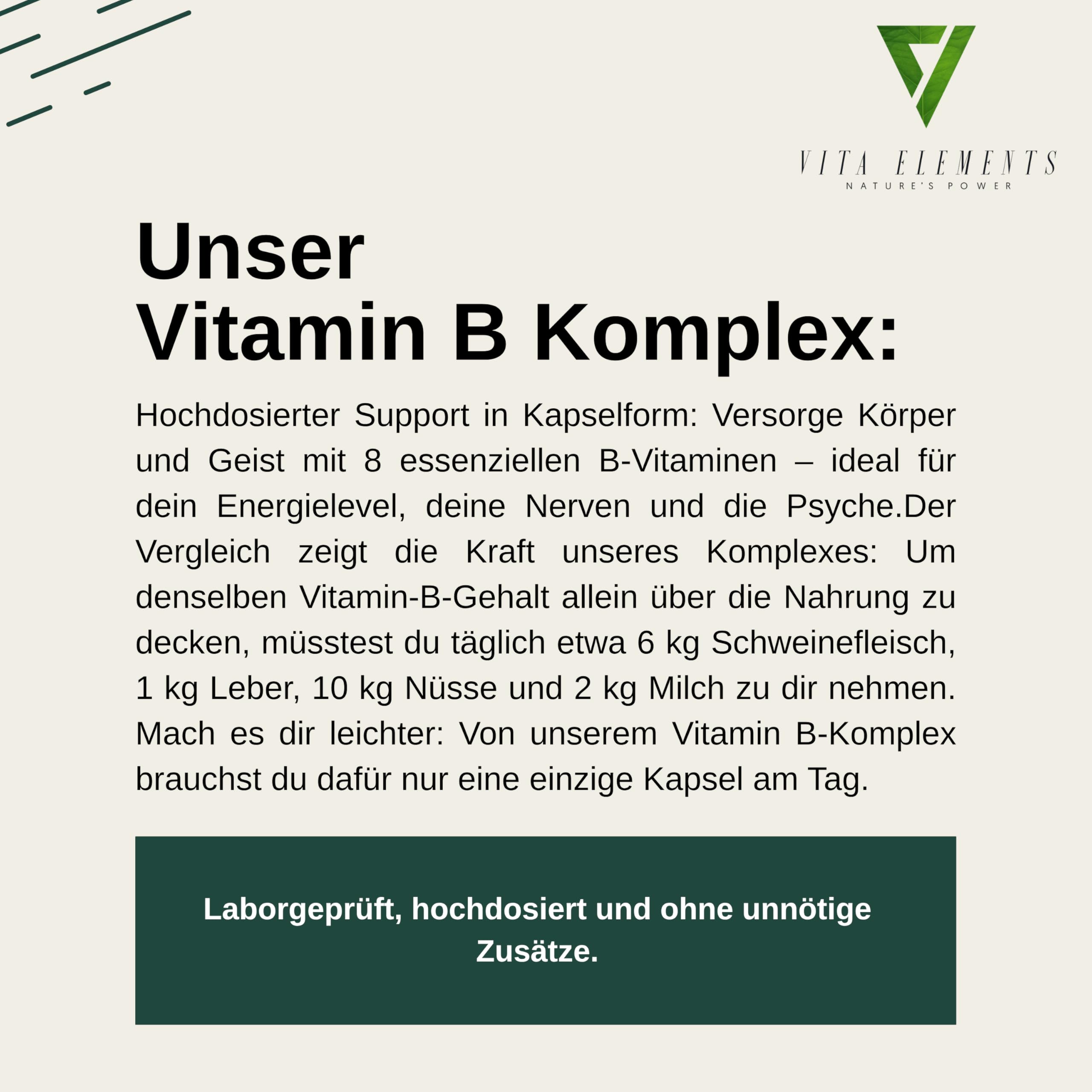 Vita Elements Complejo de Vitamina B - 240 Comprimidos - 8 Vitaminas B Esenciales - Suministro para 8 Meses - Formas Bioactivas - Vegano - Altas Dosis - Probado en Laboratorio (5)
