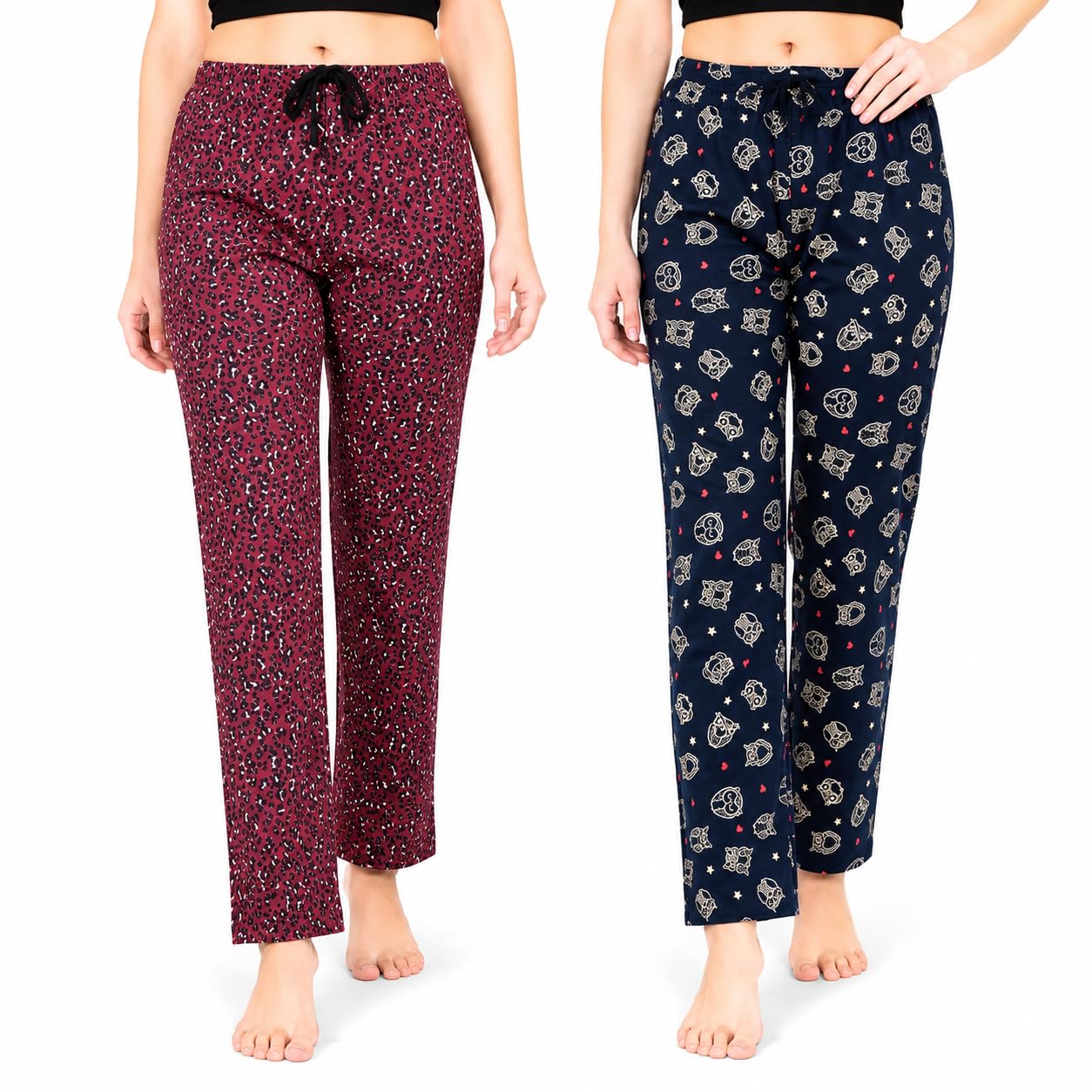 romano nx Women's 100% Cotton Printed Pyjama, Assorted Prints, Combo Pack of 2-picture-37