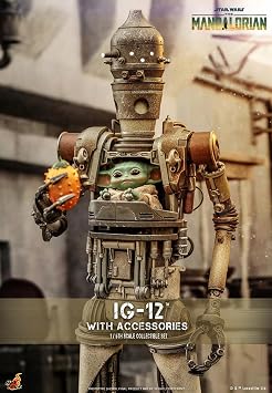 Hot Toys TMS104 Star Wars IG-12 and Grogu with Accessories 1/6 Scale Collectible Figure Set