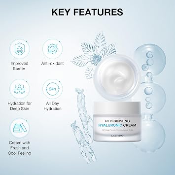 Donginbi LAB 1899 Red Ginseng Hyaluronic Cream | Face Cream (1.69 oz) | Red Ginseng Moisturizer | Long-Lasting Hydration | Soothing & Gentle Care | Korean Skin Care Cream Gift for Women | Vegan