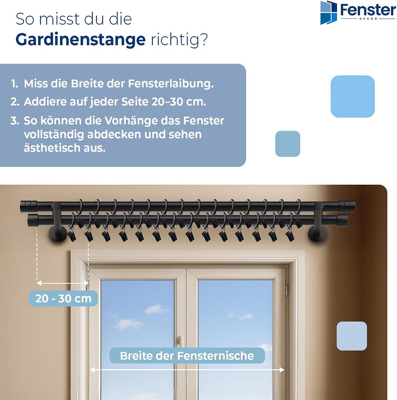 Gardinenstange Schwarz - Gordijnroede 400 cm - Elegante Modern Vorhangstange - 2-läufig stange vorhang - Karniesabschluss wählbar - Vorhang Stangen Schwarz Kappe