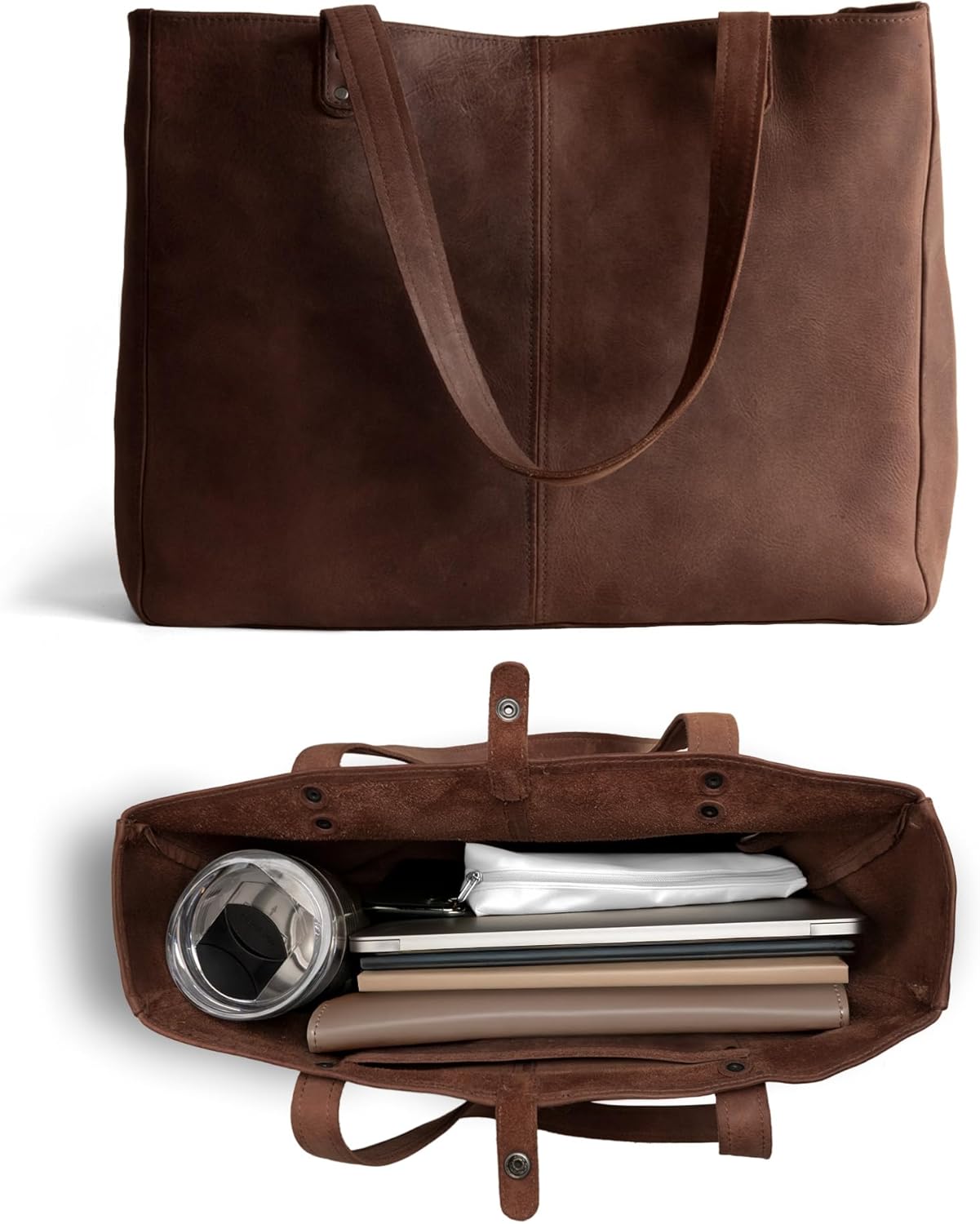 Leather Formal Tote Bag for Women, Large Shoulder Bags for Work, Womens Business & Casual Purse, Ladies Laptop Totes