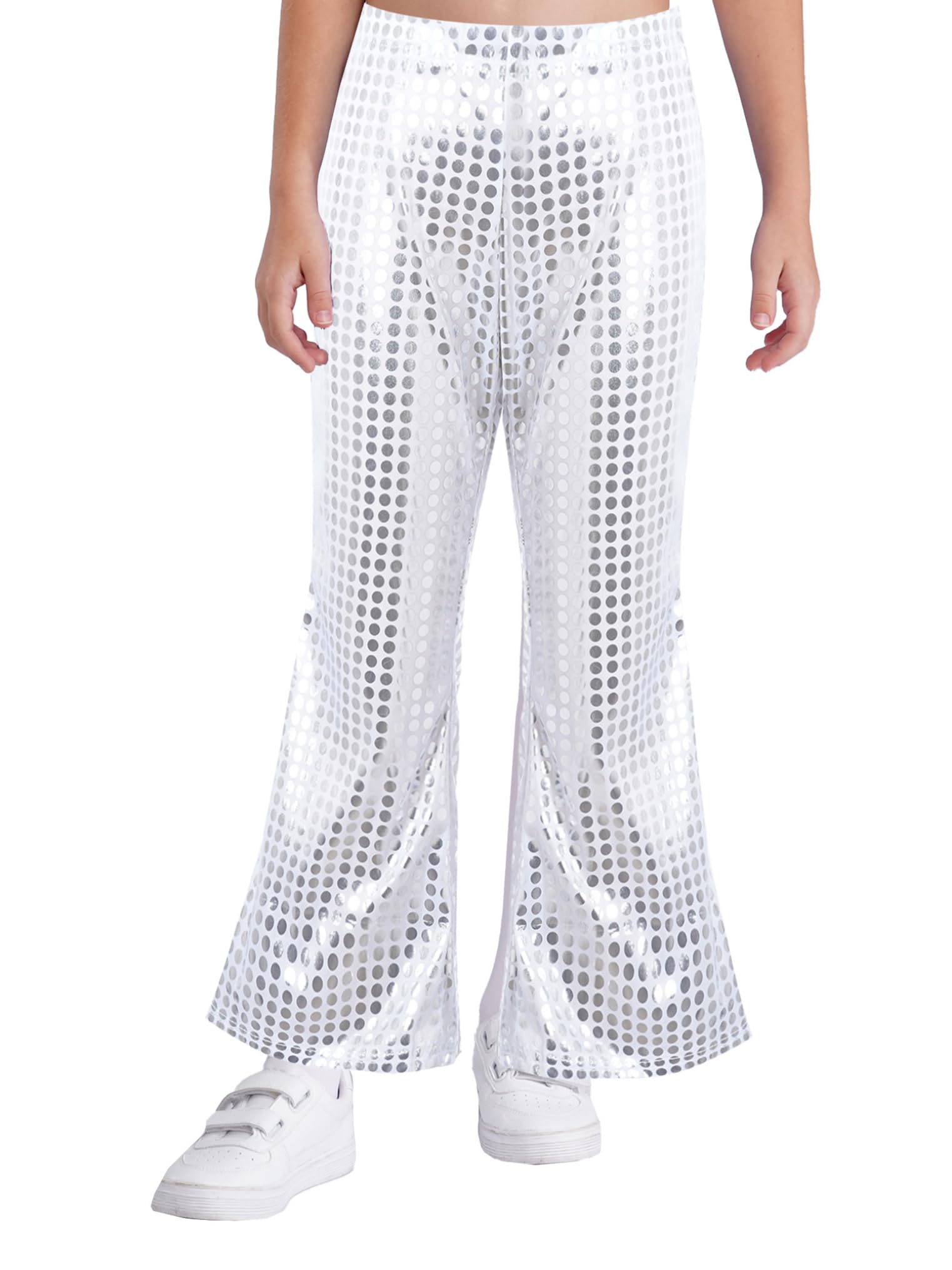 Freebily Pantalones Acampanados De Lentejuelas para Niños con Cintura Elástica Pantalones De Baile Moderno Latino Hiphop para Fiesta Actuación