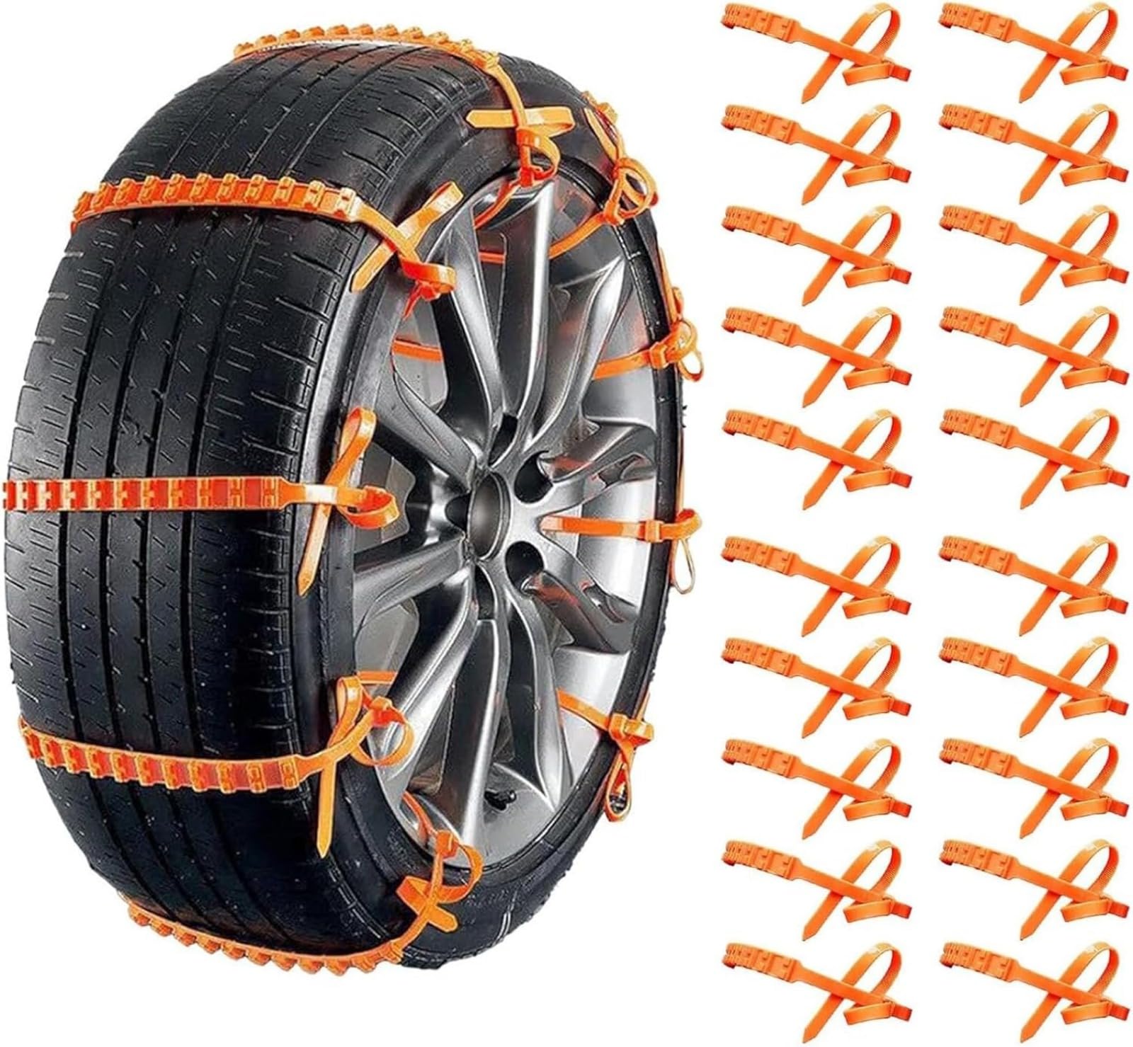 Chaînes à neige Réutilisables pour voiture, lot de 20 ensembles de chaînes pour pneus, chaînes à neige pour voiture, colliers de serrage antidérapants, pneus d'hiver anti-gel, chaînes à neige pour