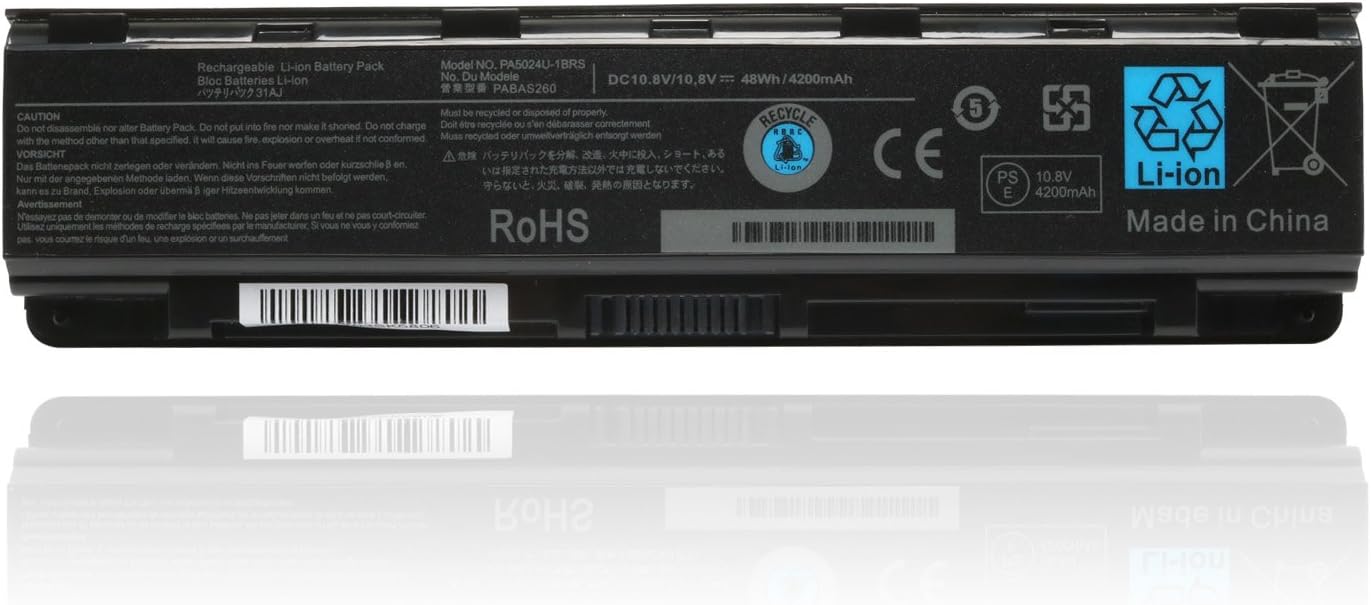 10.8V 48WH New Laptop Battery for Toshiba Satellite C55 C55Dt C55t C655 L600 L675 L675D L700 L745 L750 L750D L755 L755D PA3817U-1BRS PA3818U-1BRS PA3819U-1BRS PABAS227 PABAS228