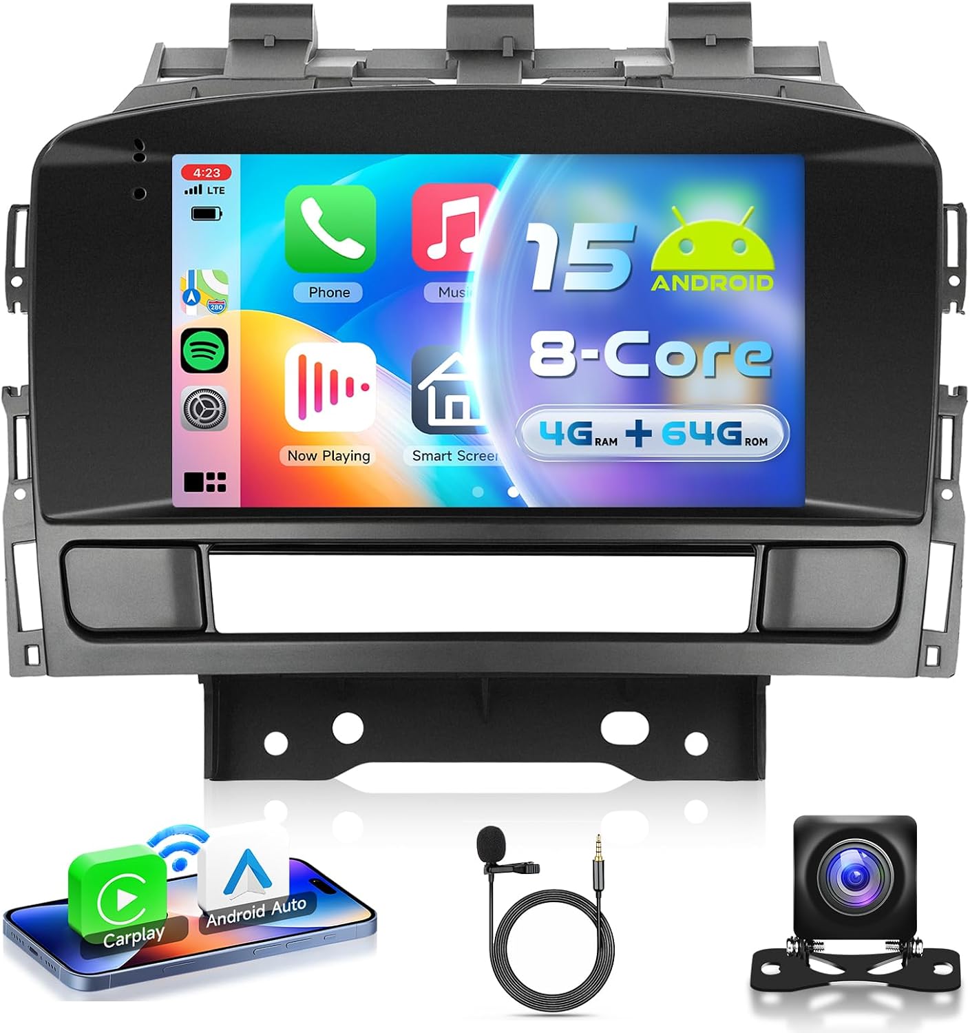VECHTEL 8 Core 4G + 64G Car Radio Android 15 for Opel Astra J 2011-2012/Buick Excelle GT XT 2010-2014 7 Inch IPS Touchscreen Radio with Wireless Carplay Android Car GPS Wi-Fi Bluetooth USB FM RDS Camera