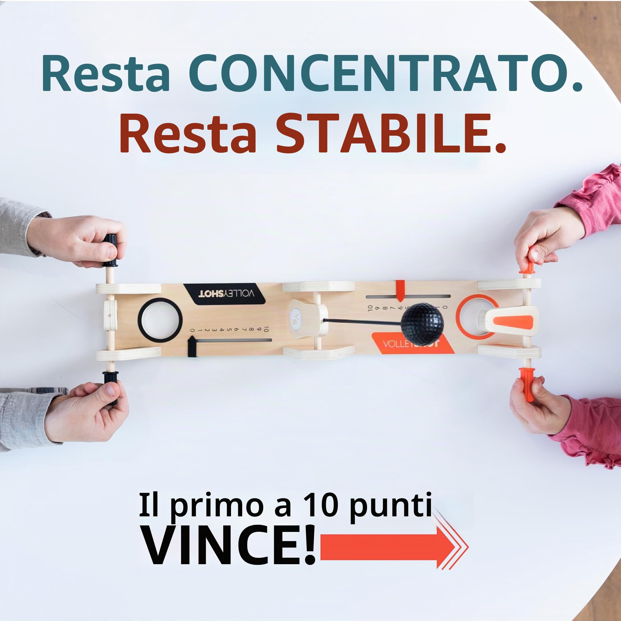 Fat Brain Toys VolleyShot - Gioco di abilità da tavolo in legno per 2 giocatori, per bambini e adulti