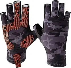SUJAYU Luvas de pesca de silicone antiderrapantes para homens e mulheres - proteção solar UV para vela, caiaque, remo, remo - acessórios de pesca com mosca