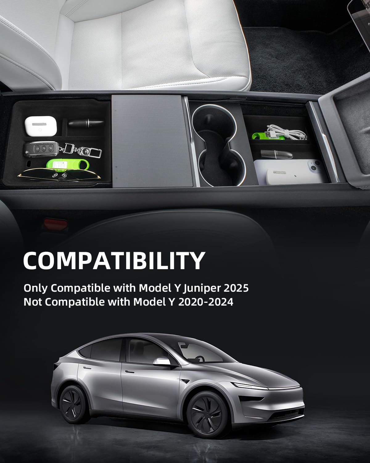 Scatole Portaoggetti Console Centrale per Tesla Model Y Juniper, Organizzatore di Braccioli per Tesla Model Y 2025 2026, Accessori Tesl-a Juniper, 3 Pezzi Nero